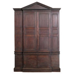 George II Carved Mahogany Breakfront Library Cabinet of Architectural Form