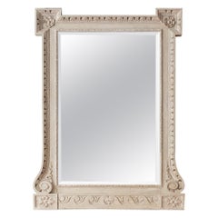 George II Large and Architecturally Drawn White Painted Mirror