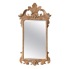 Antique George II Giltwood Pier Mirror with Curving Swan Neck Pediment