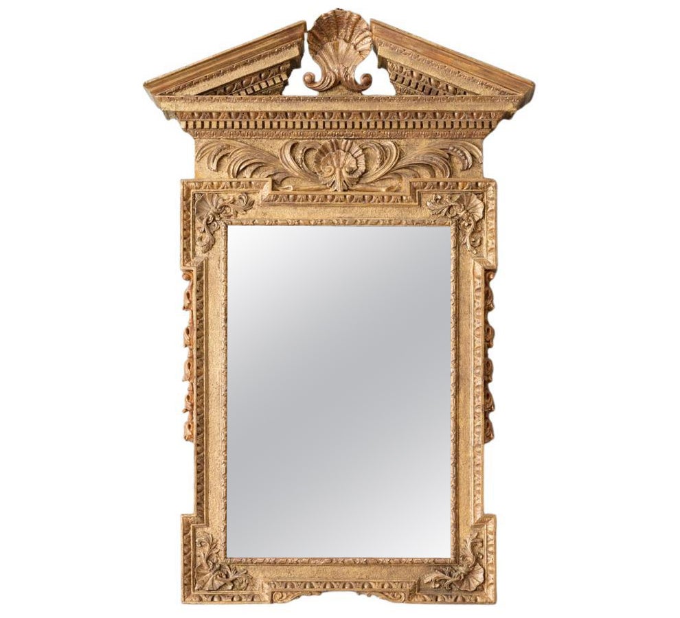 Miroir d'embarcadère George II en bois doré sculpté de forme palladienne en vente