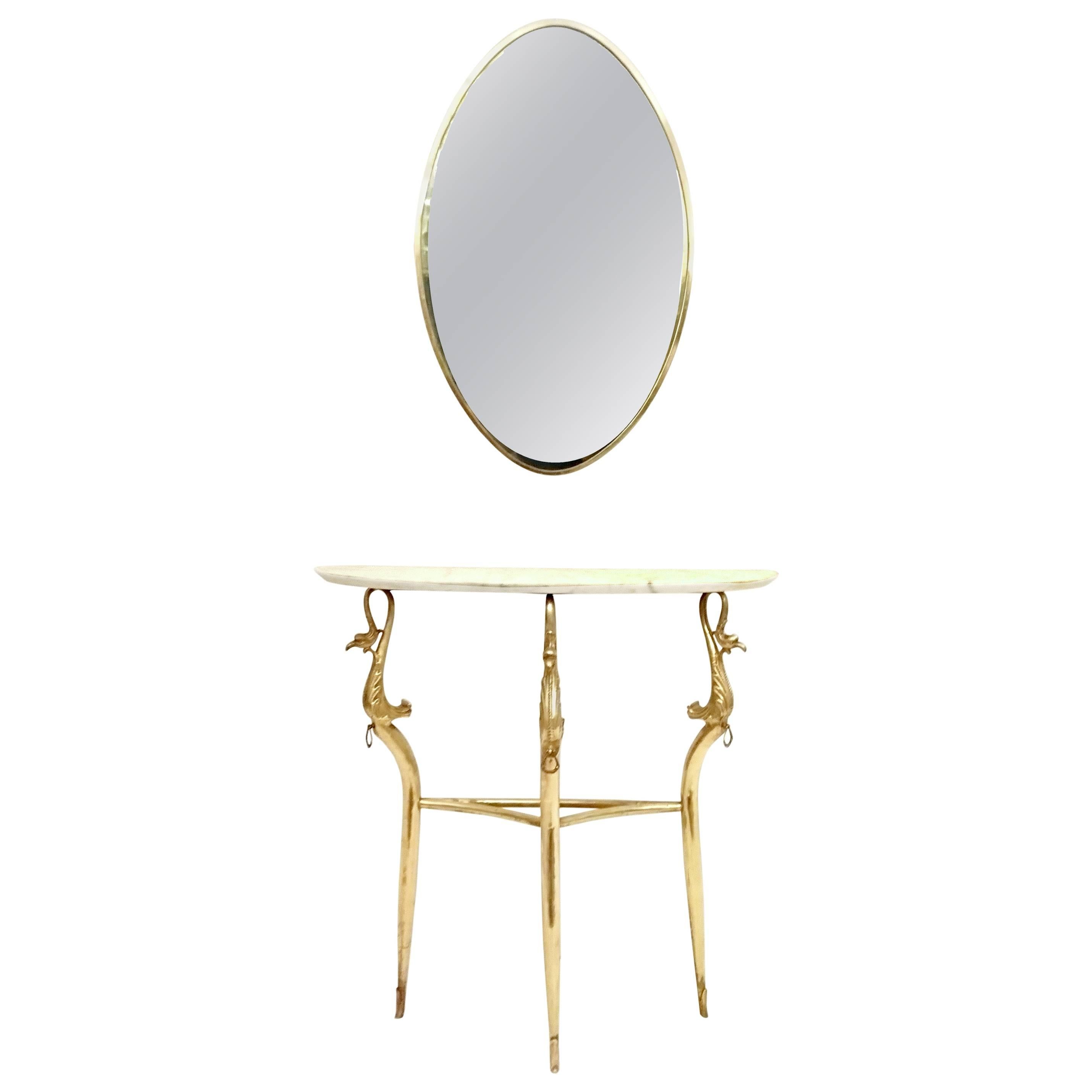 Empire Style Marble Console Table and Mirror