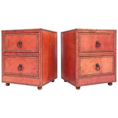 Pair of Leather Nightstands