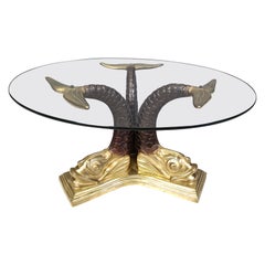 Vintage brass koi coffee table, 1960s