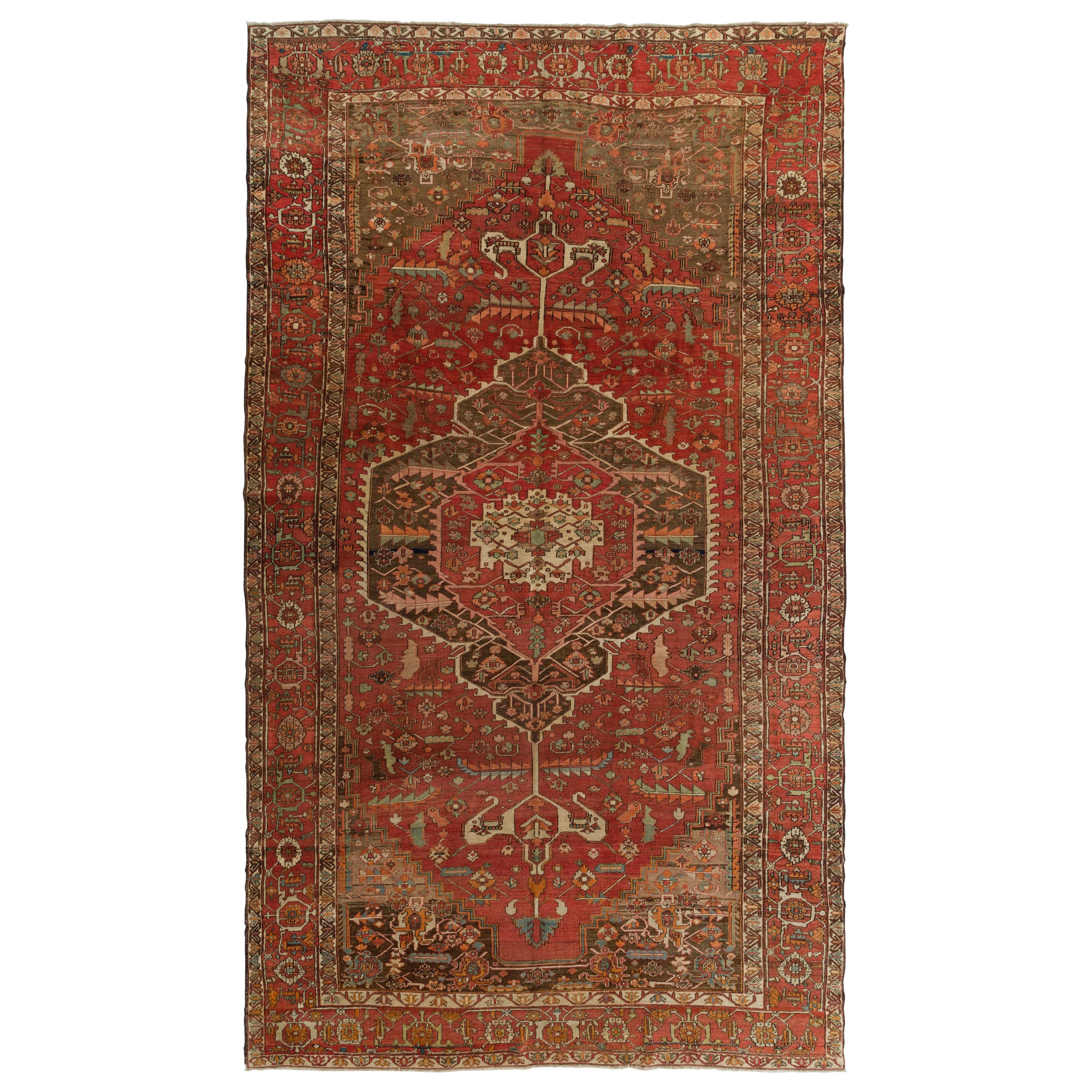 9.2x16 Ft Antique Persian Heriz Rug, Ca 1900 For Sale