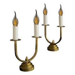 A Pair of ART DECO Bronze LAMPS in the style of MAISON JANSEN, France 1970