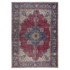 7.8x11.4 ft Traditional Vintage Handmade Turkish Area Rug with Medallion Design
