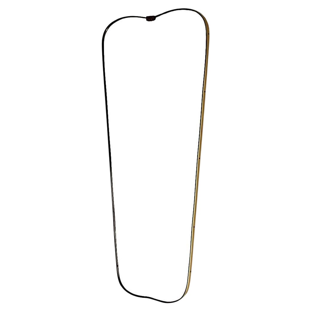 Mid Century Modern Vintage Brass Black Heart Full Length Mirror Wall Mirror 1950
