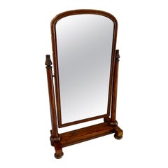 Antique Victorian Quality Figured Mahogany Free Standing Cheval Mirror