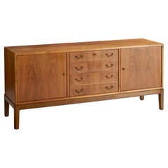 Danish Designer, Cabinet, Walnut, Brass, Denmark, 1940s