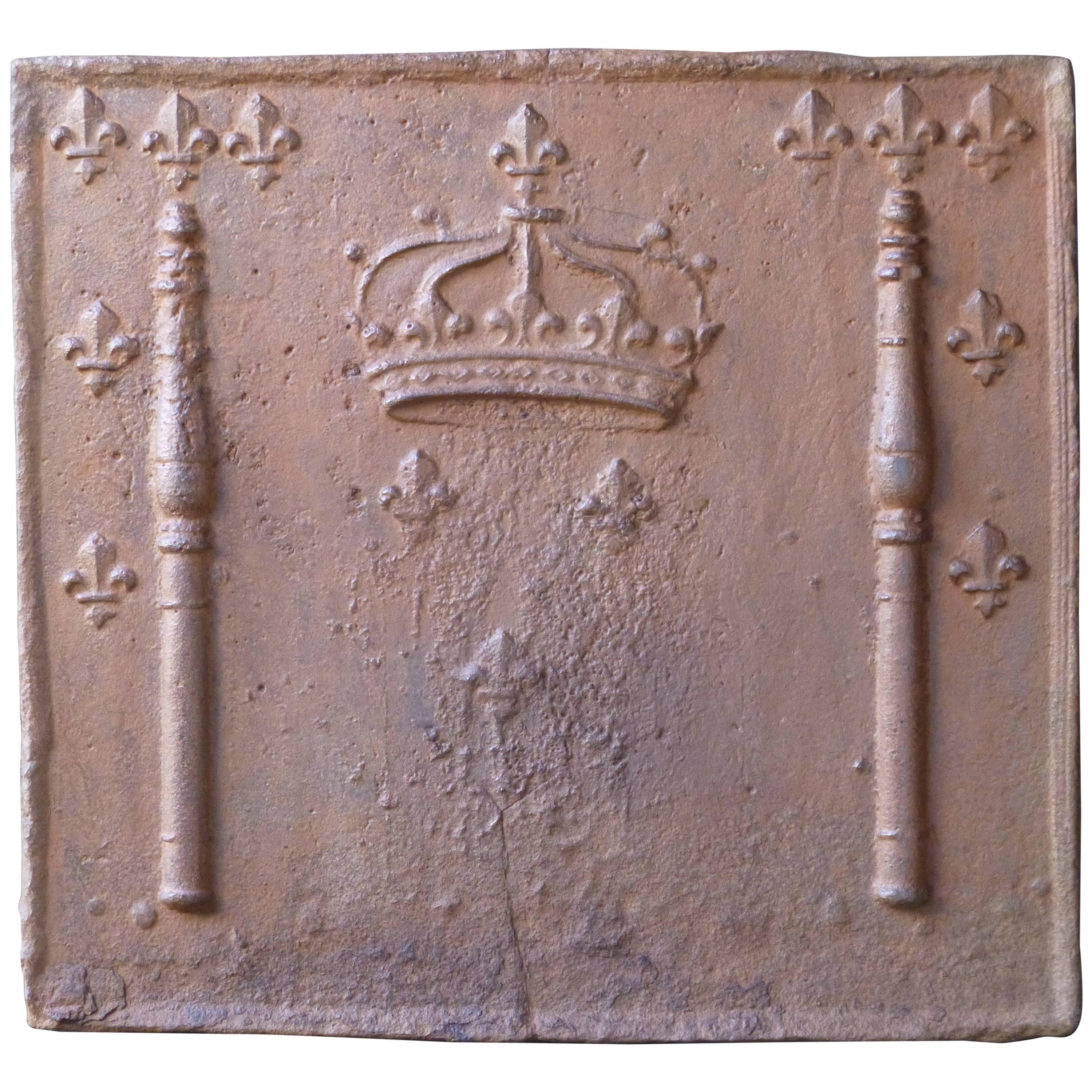 18th Century French Arms of France Fireback / Backsplash For Sale