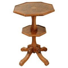 mid 19th century Spanish burr fruitwood octagonalshaped tiltop table