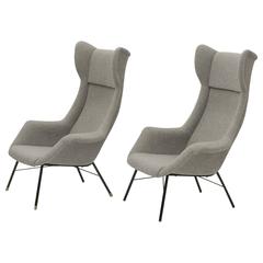 Set of 2 Wingback Easy Chairs by Miroslav Navratil for Cesky Nabytek, circa 1950