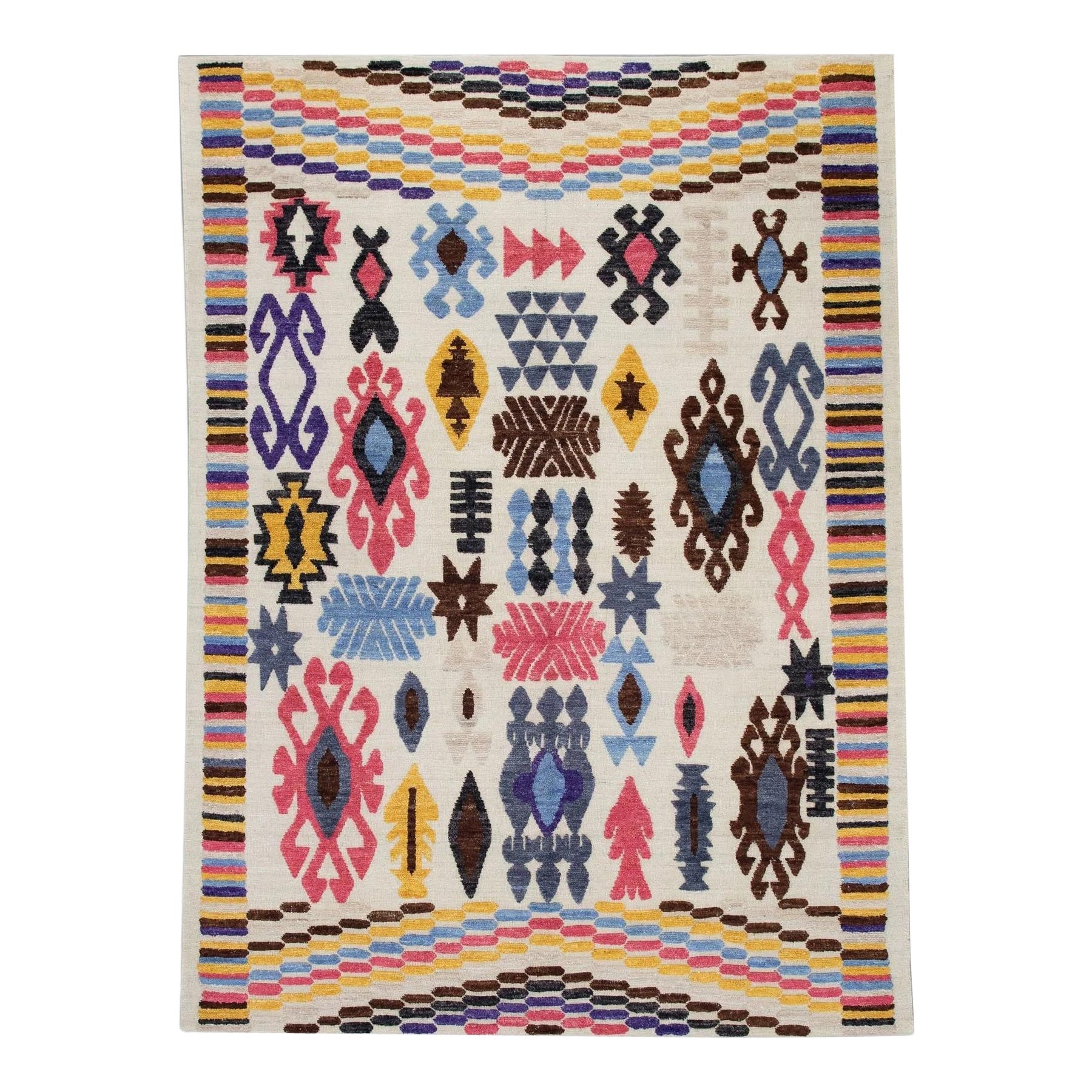 Turkish Flatweave Kilim Wool Rug Early 21st Century Multicolor 7'11" X 10'11"