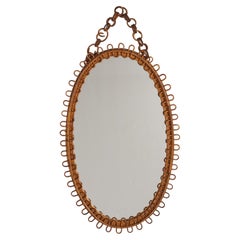 Italian Oval Rattan Mirror
