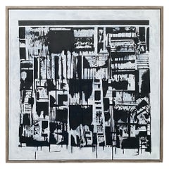 Pintura de origen contemporánea en blanco y negro abstracta por el diseñador George Machado