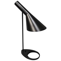 Vintage Black Aj Table Lamp, Model 1808, by Arne Jacobsen and Louis Poulsen, 1960