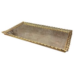 1950s French Brass Mirror Vanity Tray