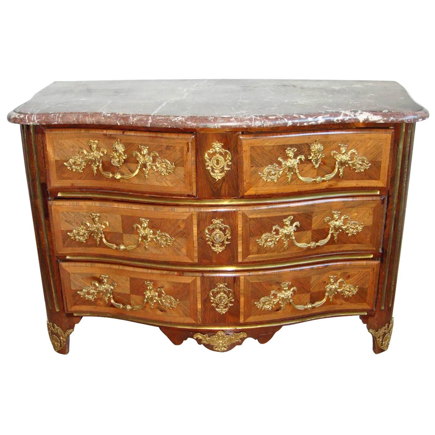 18th Century Commode in Rosewood with Red Marble Top For Sale