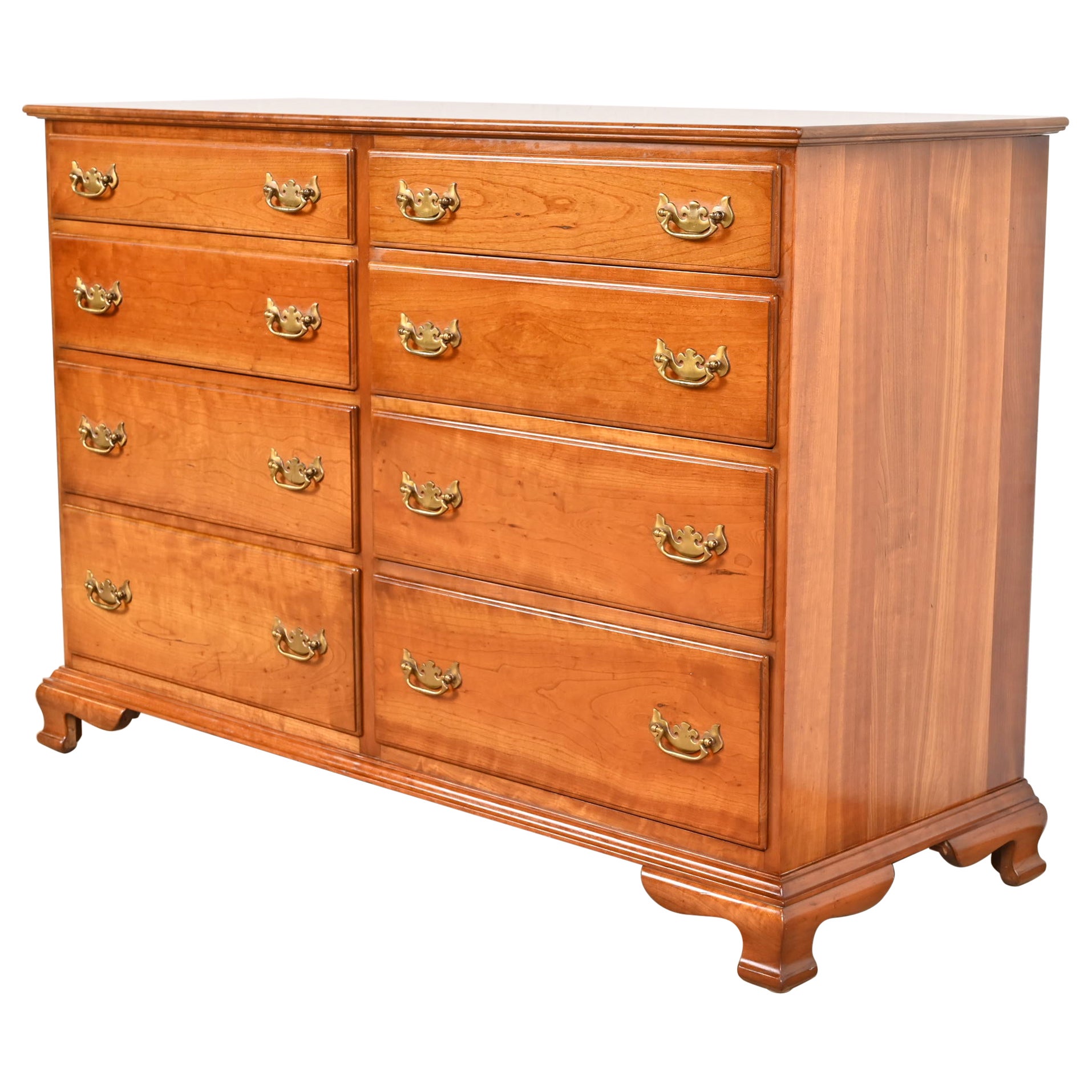 L. & J. G. Stickley Georgian Solid Cherry Wood Eight-Drawer Double Dresser