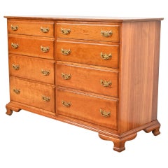 L. & J. G. Stickley Georgian Solid Cherry Wood Eight-Drawer Double Dresser