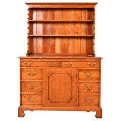 Vintage L. & J. G. Stickley Georgian Solid Cherry Wood Sideboard Buffet With Hutch Top