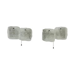 Modernist Frosted Ice Glass Wall Lamp attributed to J. T. Kalmar for Kalmar, 196