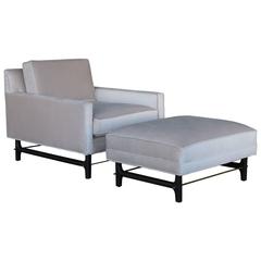 Mid-Century Lounge Chair and Ottoman with Sculptural Bases
