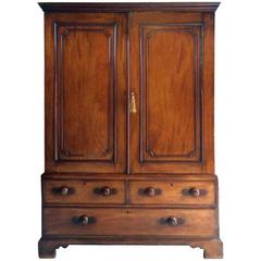 Antique Linen Press Wardrobe Mahogany Chest Georgian 19th Century George III