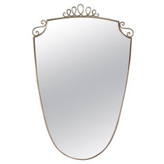 Specchio in ottone del Medioevo con decorazioni nello stile di Gio Ponti, anni '50
