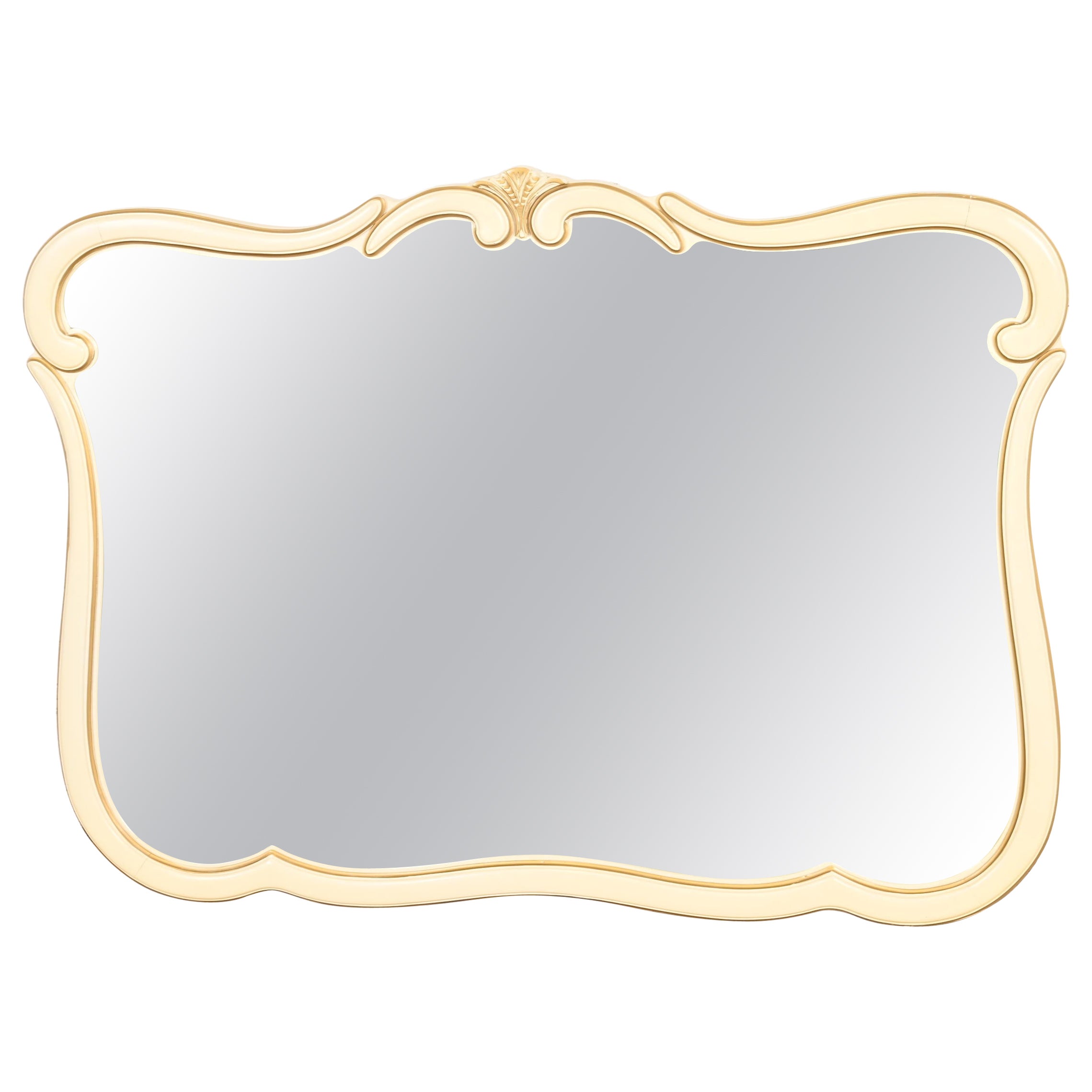 John Widdicomb Style French Provincial Louis XV Cream Lacquered Wall Mirror