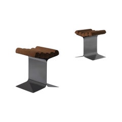 Yonel Lebovici 'X' stools in stainless steel, France 1973