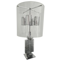 Large Chrome Lamp Mid Century Modern Design Italy 70s Monumental