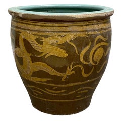 Ancienne poterie d'art chinoise à œuf noir, cache-pot