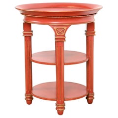 Sarreid Ltd. Neoclassical Red Lacquered and Parcel Gilt Tray Top Guéridon