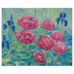 Ole Kielberg, gut gelisteter dänischer Maler. Öl auf Leinwand. Blumenschmuck.