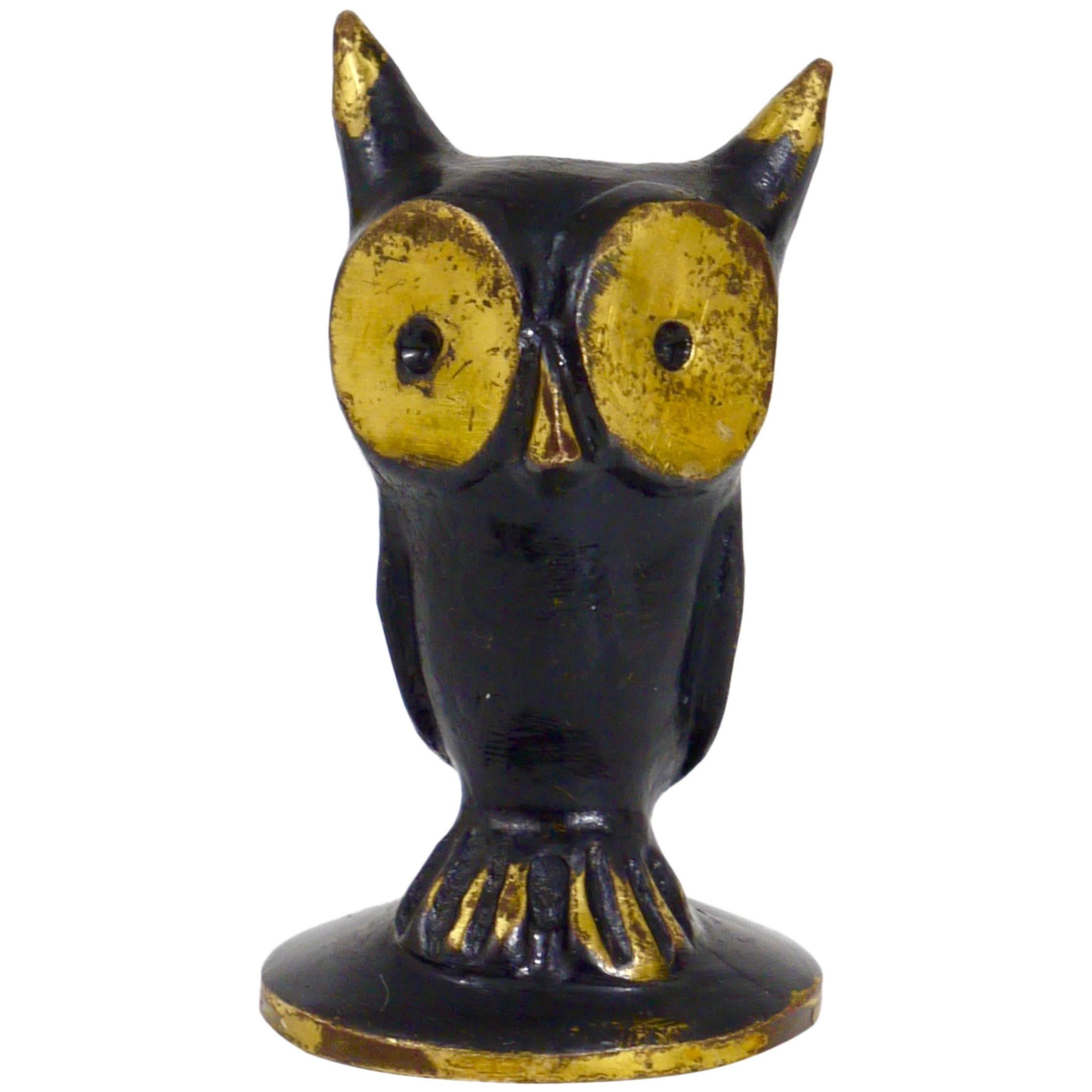 Walter Bosse Brass Owl Figurine, Hertha Baller, Austria, 1950s