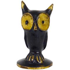 Vintage Walter Bosse Brass Owl Figurine, Hertha Baller, Austria, 1950s
