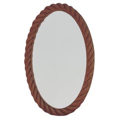 Oval rope mirror by Audoux et Minnet, France