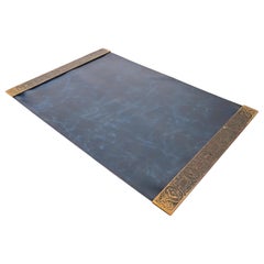Tiffany Studios New York Zodiac Bronze Blotter Ends With Leather Desk Blotter