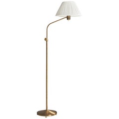ASEA, Floor Lamp, Brass, Fabric, Sweden, 1940s