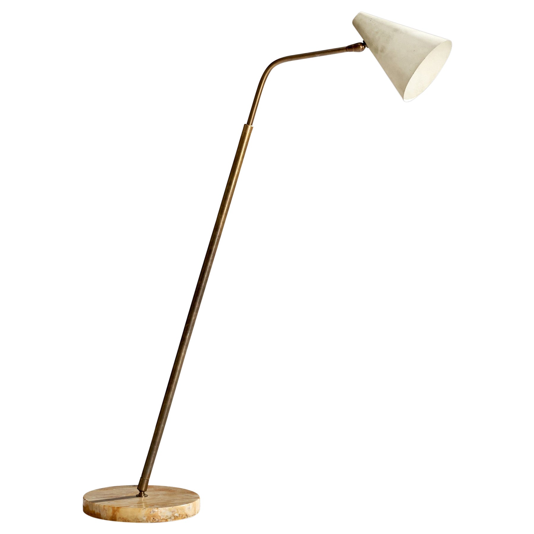 Giuseppe Ostuni, Floor Lamp, Brass, Metal, Marble, Italy, 1950s For Sale