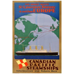 Original Antique Cruise Travel Poster Canadian Pacific Steamships St Lawrence