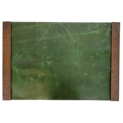 Tiffany Studios New York Zodiac Bronze Blotter Ends With Leather Desk Blotter