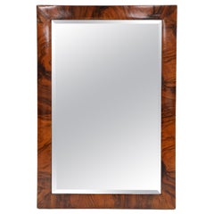Antique 19th Century Biedermeier Walnut Mirror - Original Facet Cut Mirror, AT ca. 1825