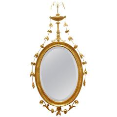 George III Adams Style Oval Giltwood Mirror