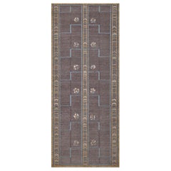 Hand-Woven Wool Brown Floral Swedish-Inspired Flatweave Rug