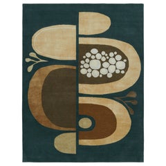 Rug & Kilim x Jenn Ski Blue Mid-Century Modern Style Rug with Geometric Patterns