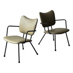 Pareja de sillones vintage de cuero verde