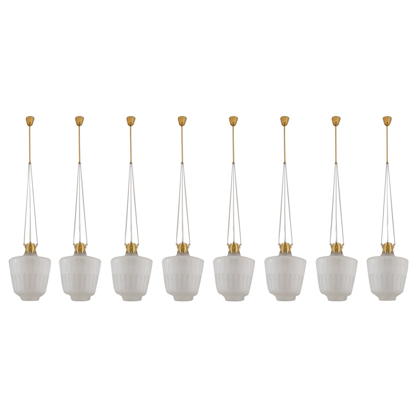Swedish Modern Pendants in Brass and Glass by Bröderna Malmströms