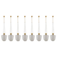 Swedish Modern Pendants in Brass and Glass by Bröderna Malmströms